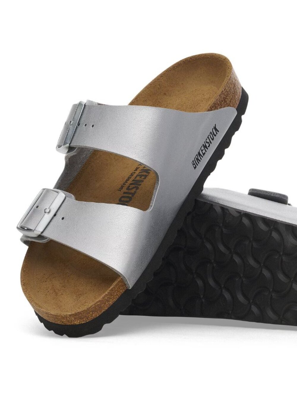 Birkenstock Arizona Double Buckle Sandals, Silver, EU 38